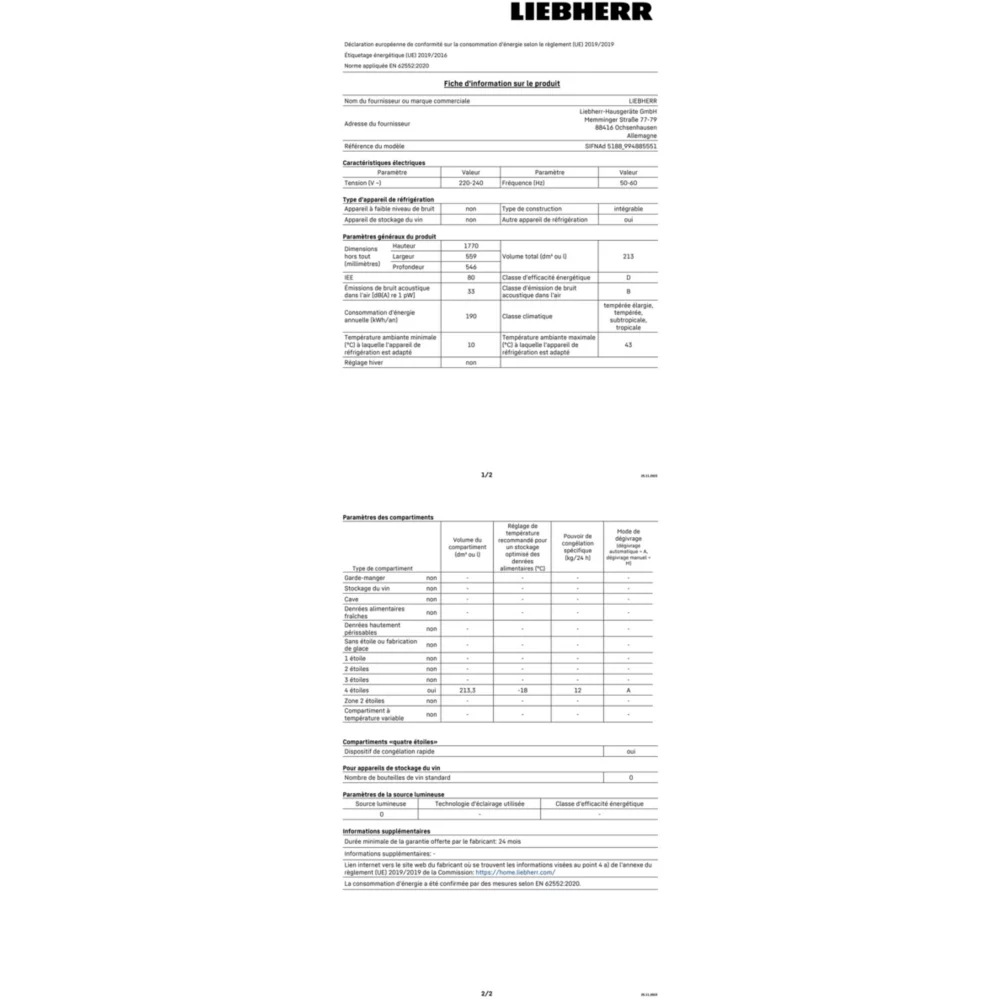 Congélateur encastrable LIEBHERR SIFNAd5188-22 – Image 6
