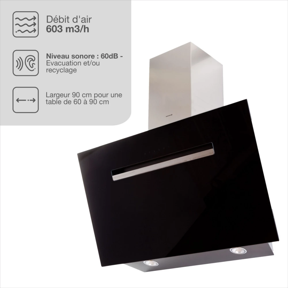 Hotte décorative murale inclinée ESSENTIELB EHDD 914ni – Image 2