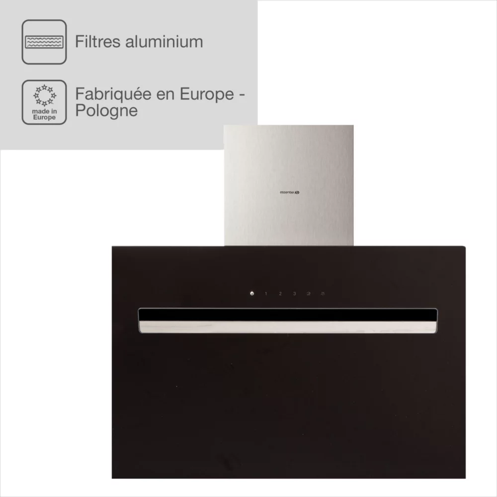 Hotte décorative murale inclinée ESSENTIELB EHDD 914ni – Image 3