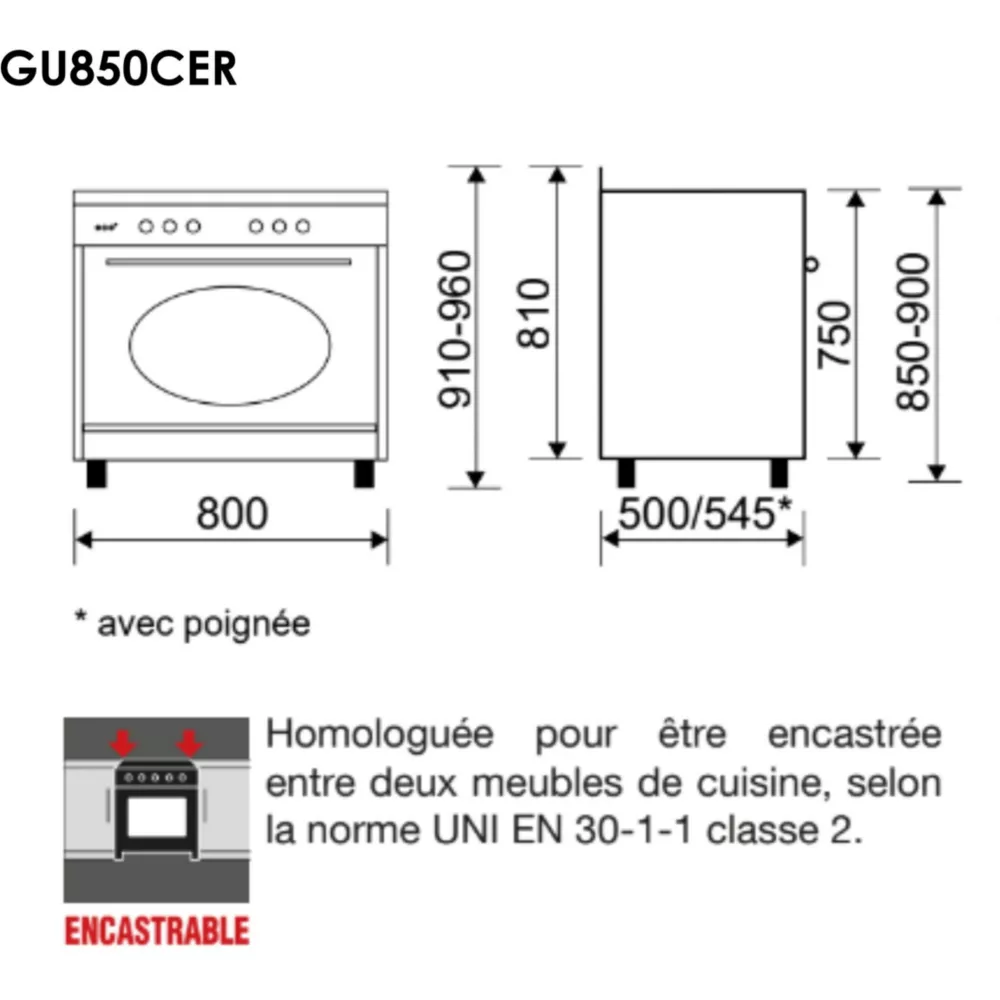 Piano de cuisson gaz GLEM GU850CER – Image 4