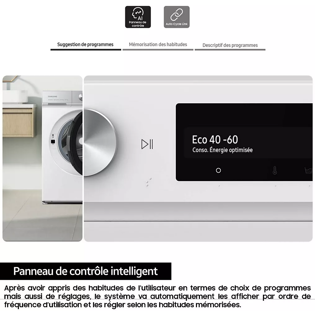 Lave linge hublot SAMSUNG WW80T734DWHAS3 – Image 8